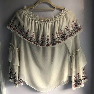 Bell sleeve, off the shoulder blouse